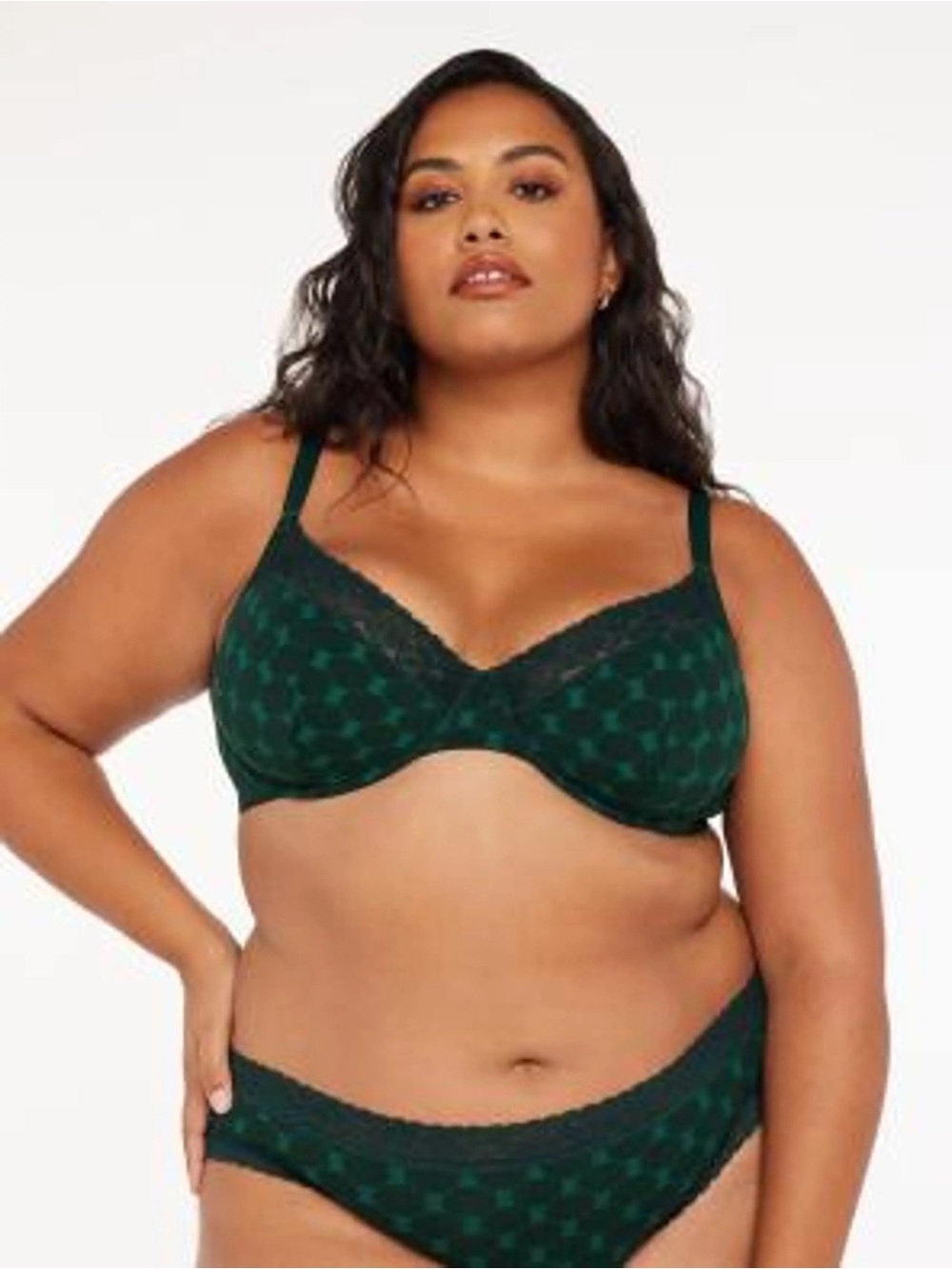 NWT Savage X Fenty Cotton Essentials Lace Trim Unlined Bra Green 42DD - Picture 3 of 6